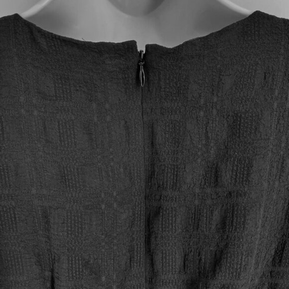 Madewell Puff-Sleeve Ruffle-Hem Mini Dress Size 00 Black Lined Woven Plaid - Picture 7 of 16